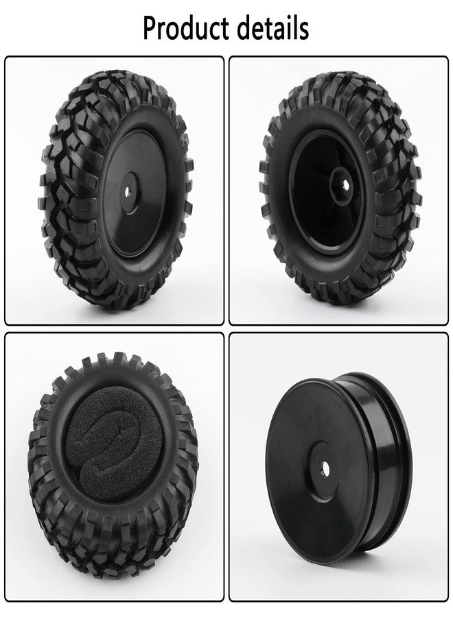 Rchobbytop 4pcs RC Trailer Tires, 12mm Hex Hard Dish Wheel Rim and Tires with Lock Nuts Washers Wrench for 1/10 Rock Crawler Truck Off Road Racing Car Axial RC4WD Tamiya MST HSP - Image 4